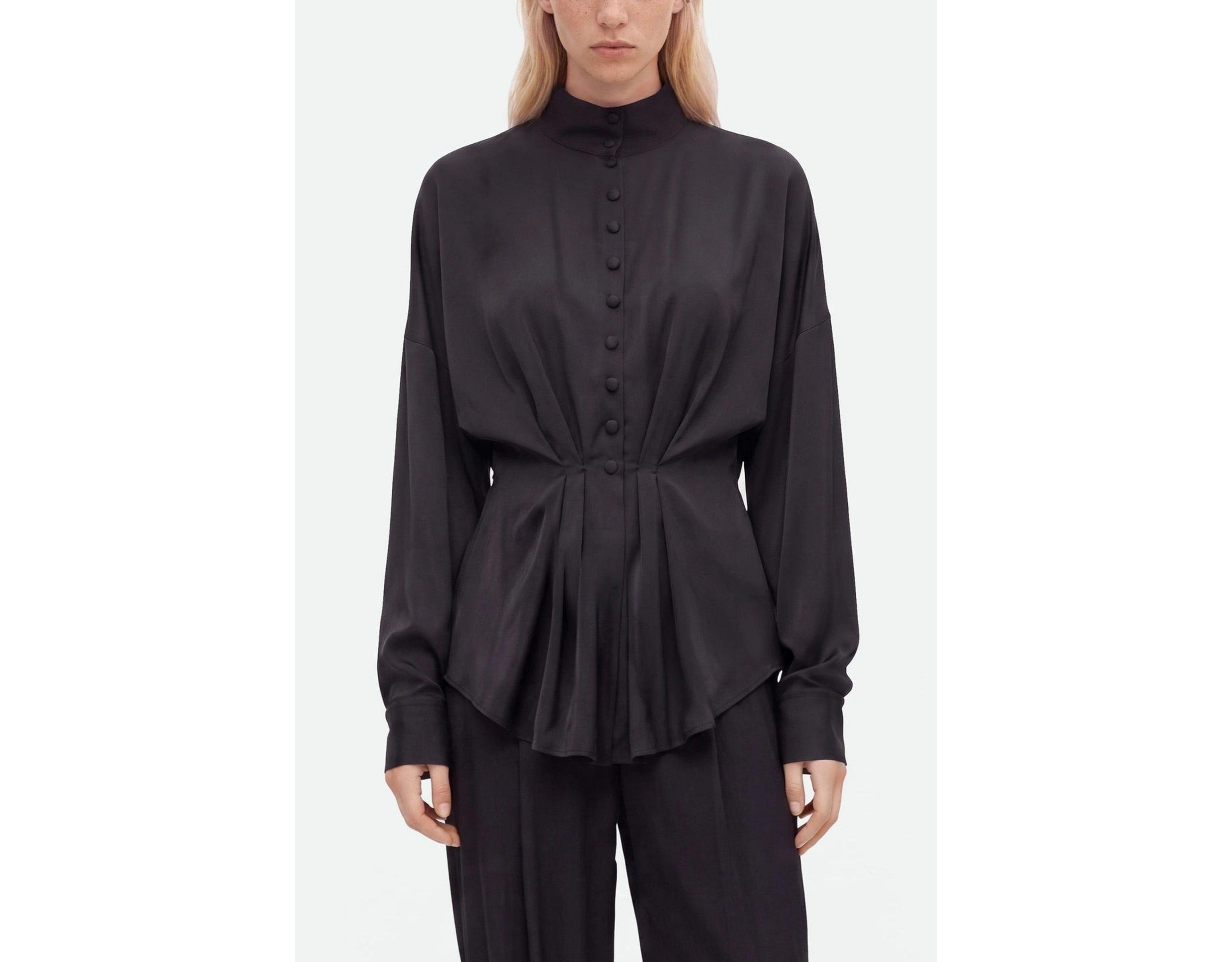 Nocturne Women's Long-Sleeve Button-Up Tie-Detail Blouse
