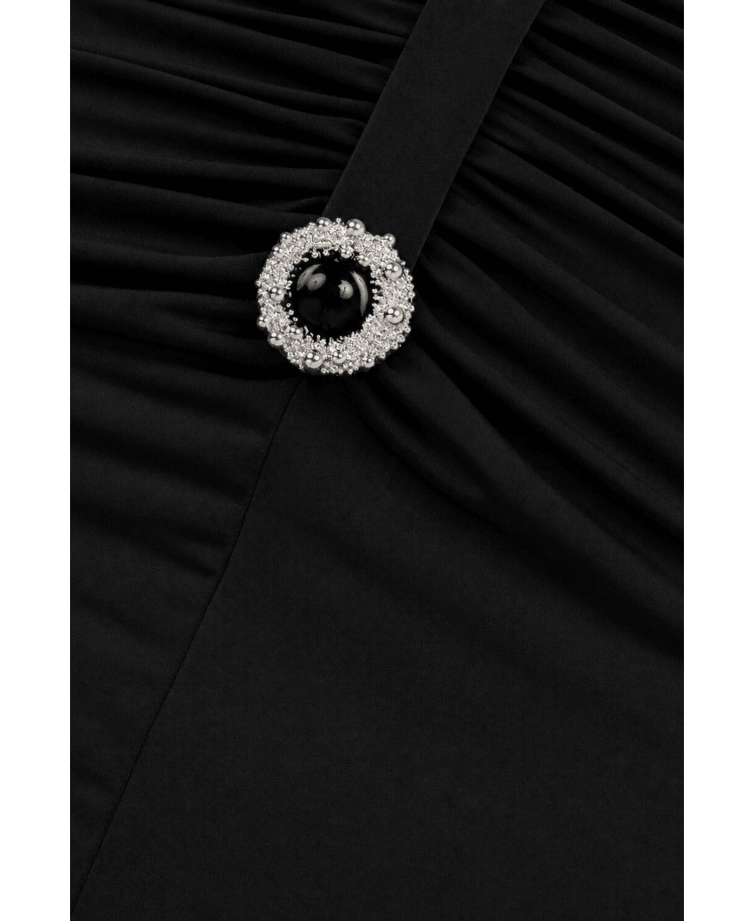 Women's Stone Drape Detailed Wedding Guest Open-Back Maxi Dress