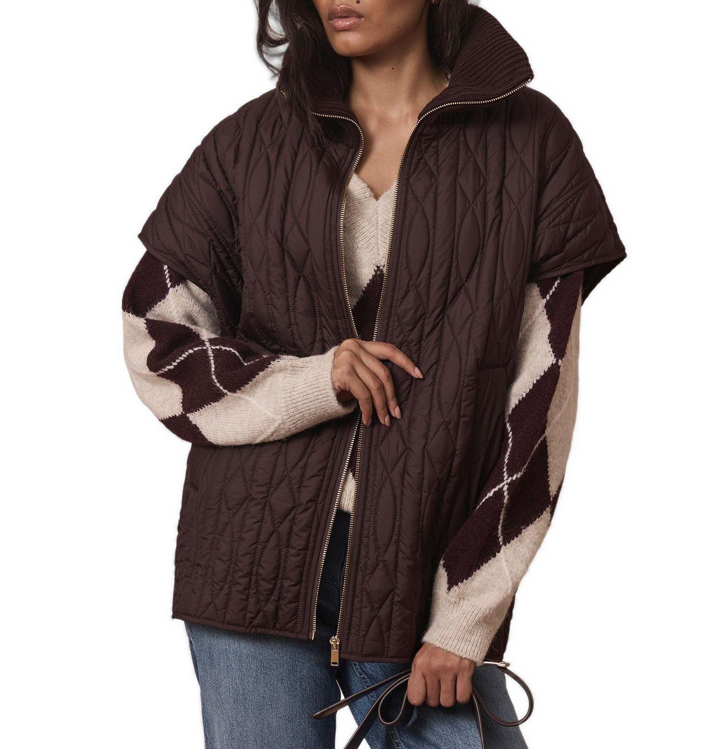 Женский жилет Mint Velvet Quilted, цвет: Коричневый — фото 2