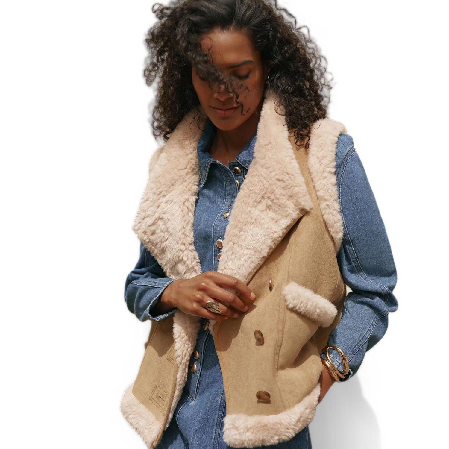 Women's Suede Faux Fur Vest