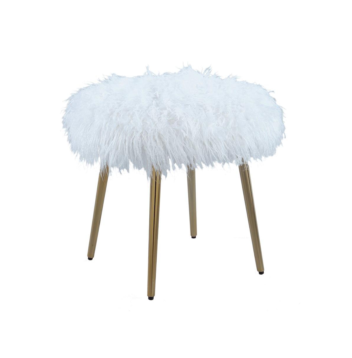 Roundhill Furniture Ravni Faux Fur Accent Ottoman