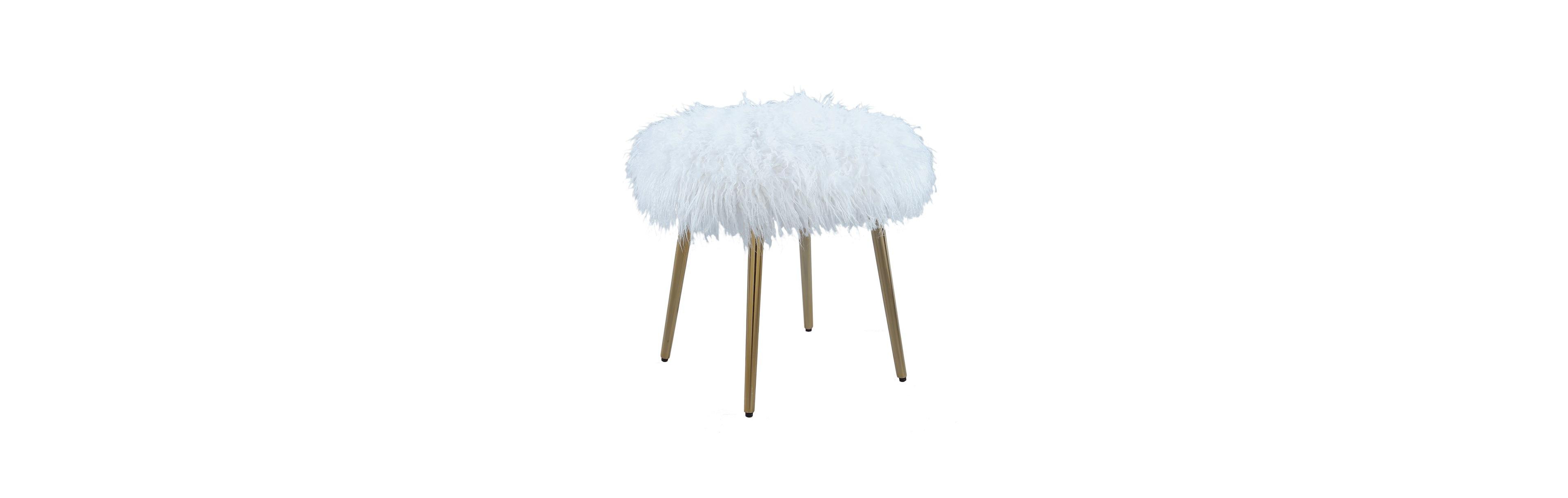 Roundhill Furniture Ravni Faux Fur Accent Ottoman