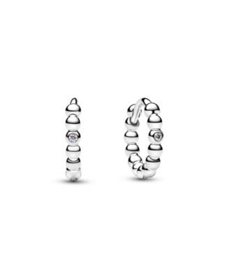 Cubic Zirconia Beaded Signature Huggie Earrings