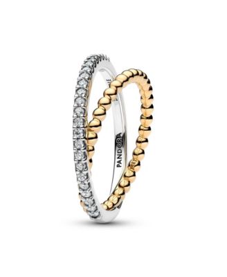 Cubic Zirconia Two-Tone Crossover Ring