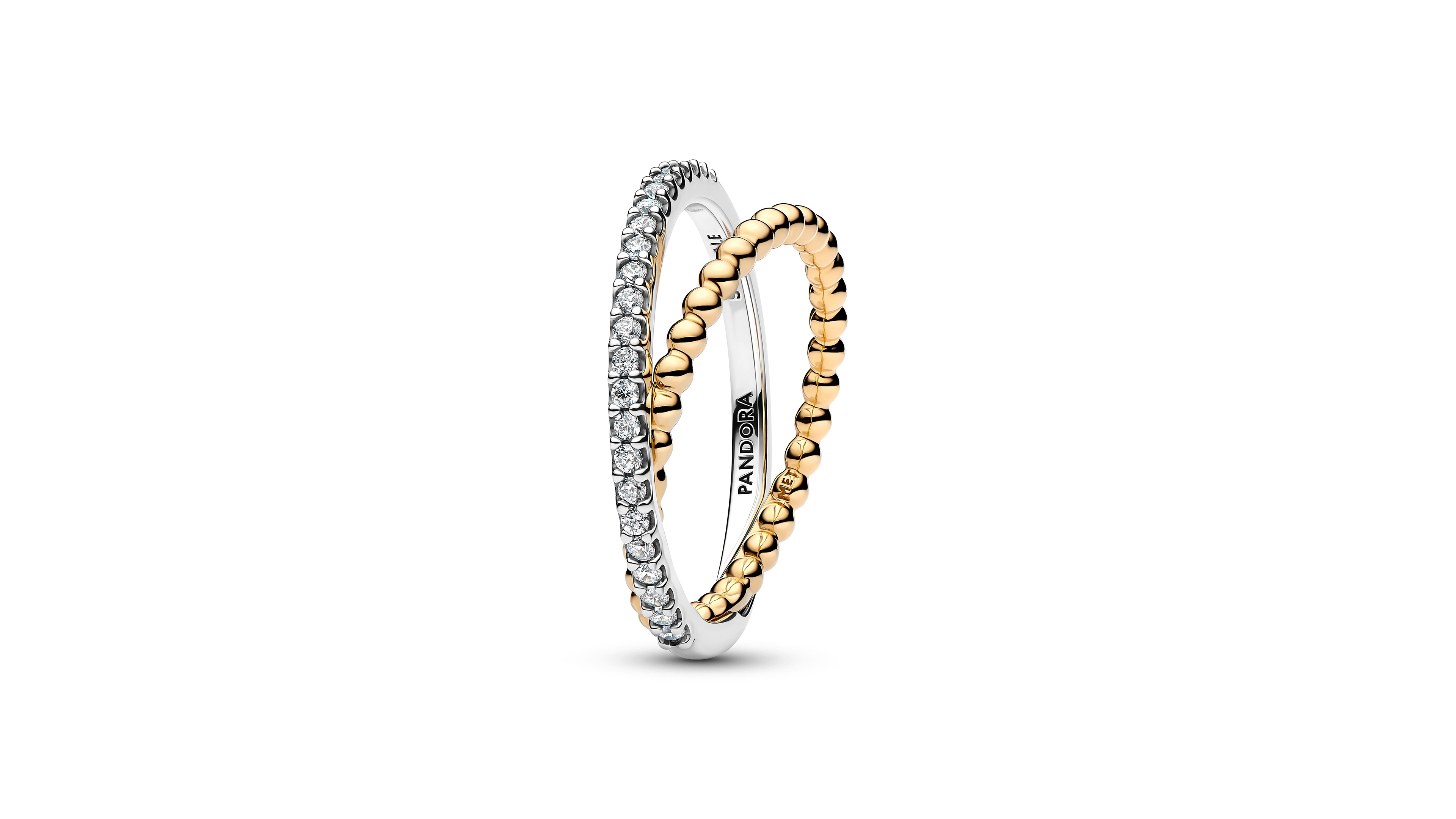Pandora Cubic Zirconia Two-Tone Crossover Ring