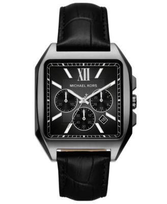 Men's Quartz Hayes Sport Chronograph Black Leather Watch 40mm