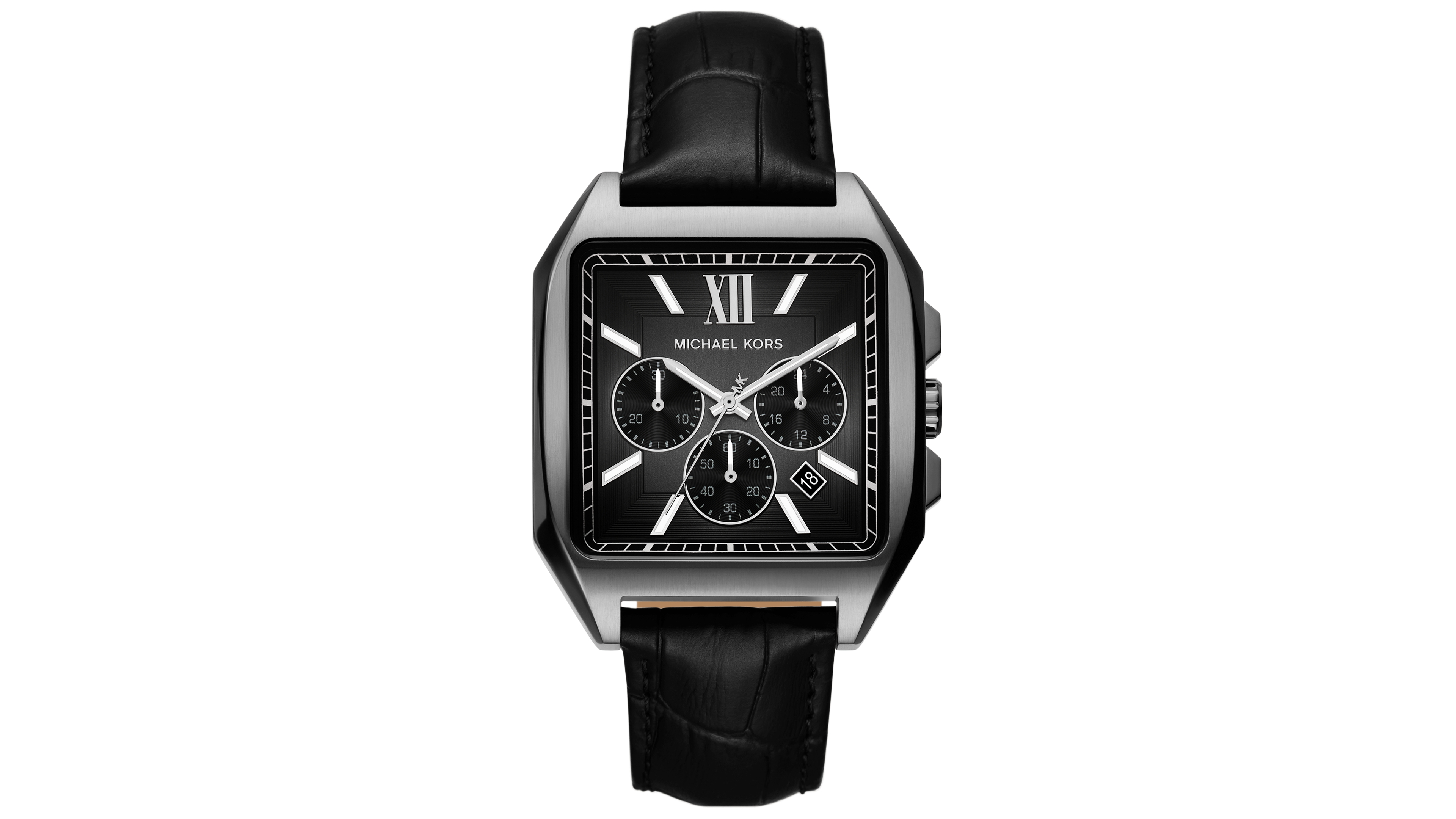 Michael Kors Men's Quartz Hayes Sport Chronograph Black Leather Watch 40mm