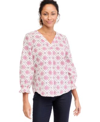 Women's Printed V-Neck Blouse