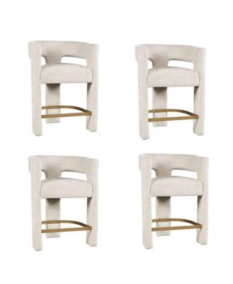 Gwen Modern Luxury Jacquard Fabric Sculpture Counter Stool - Set of 4