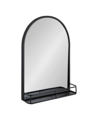 Estero Metal Framed Arch Wall Mirror with Shelf, Functional Arch Bathroom Mirror for Over Sink, Entryway Mirror with Shelf