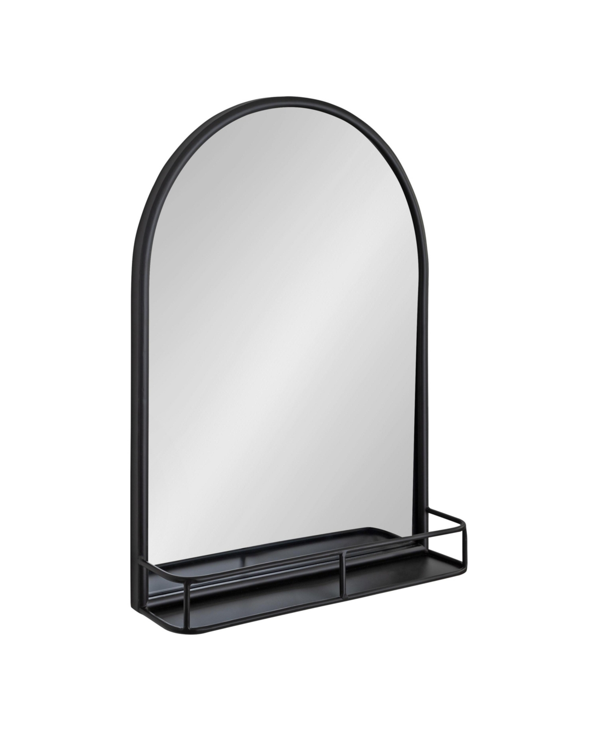 Kate and Laurel Estero Metal Framed Arch Wall Mirror with Shelf, Functional Bathroom for Over Sink, Entryway Shelf