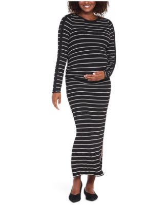 Maternity Maxi Envelope-Neck Side-Slit Dress