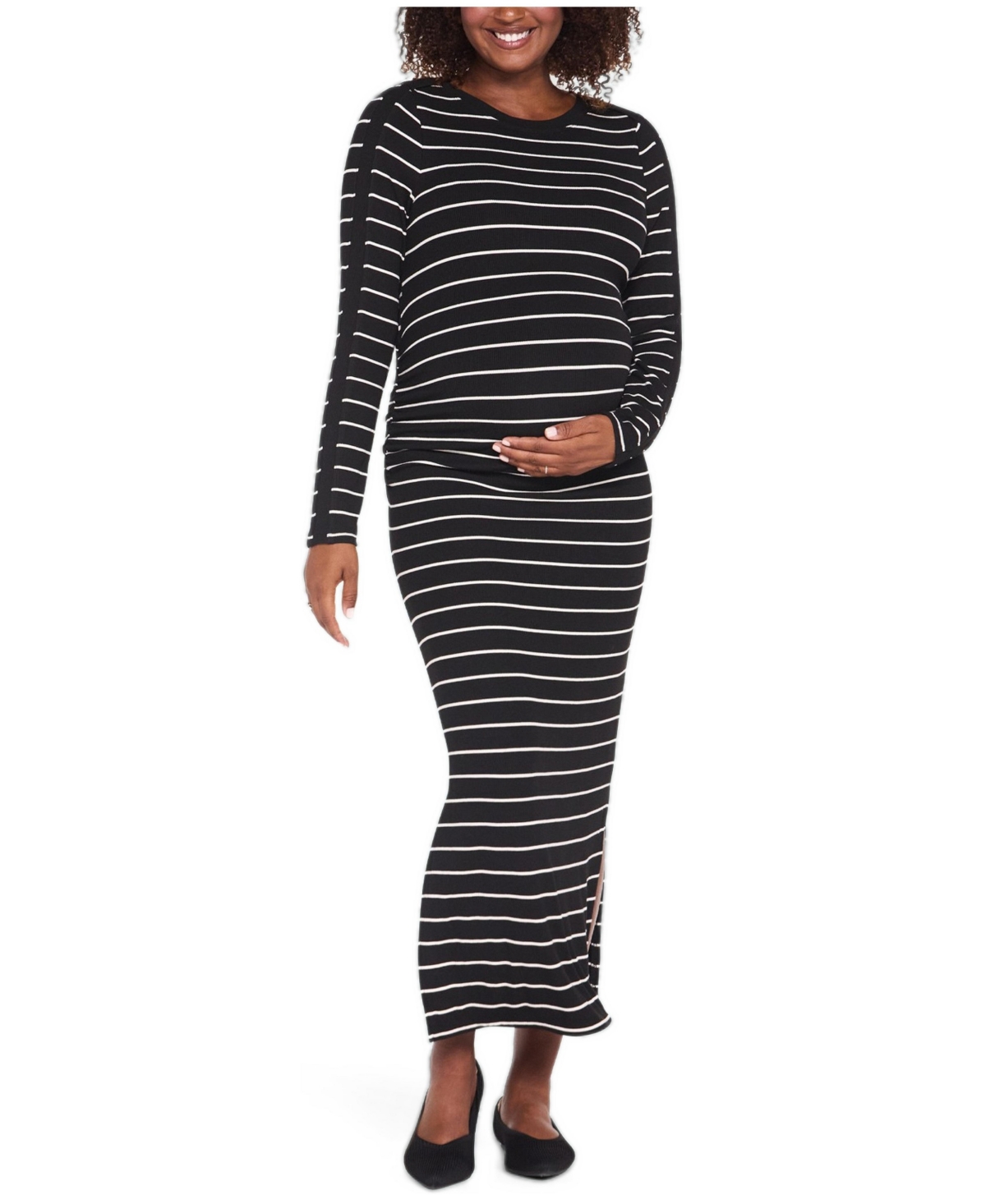 Motherhood Maternity Maxi Envelope-Neck Side-Slit Dress