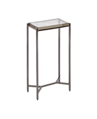 Aguilar Slim Side Table Unique Chunky Glass Tabletop, Use as Mini Table for Small Spaces or Indoor Plant Stand