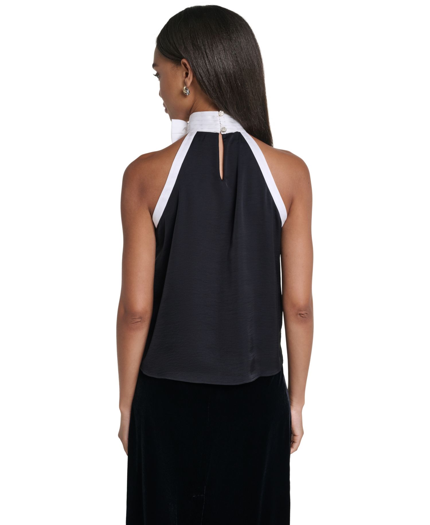 Petite Rossett Halter Colorblock Rosette Tank