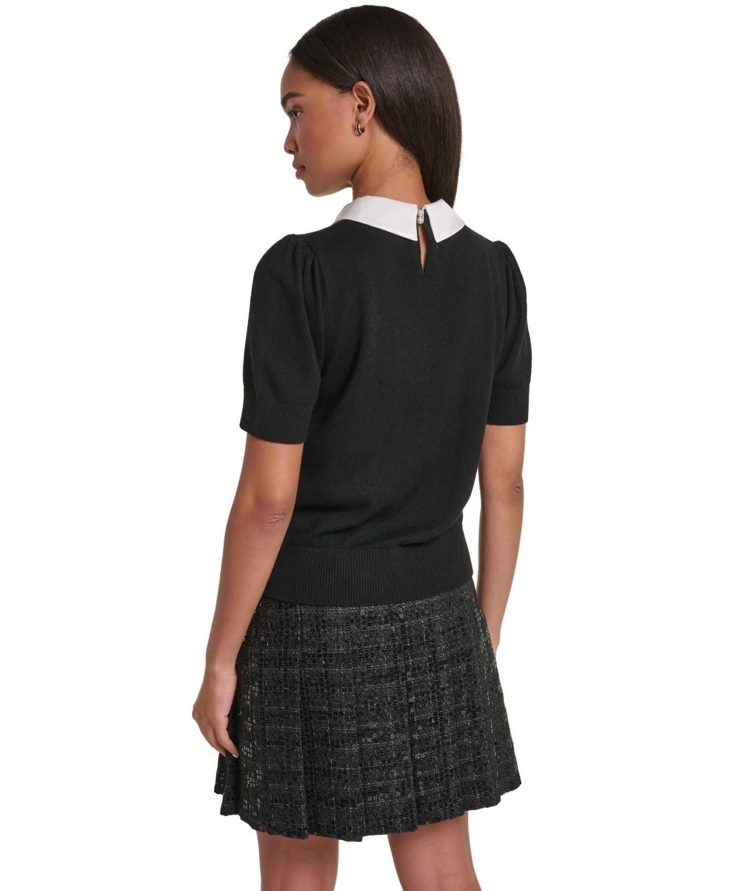 Petite Twofer Short-Sleeve Sparkle Sweater