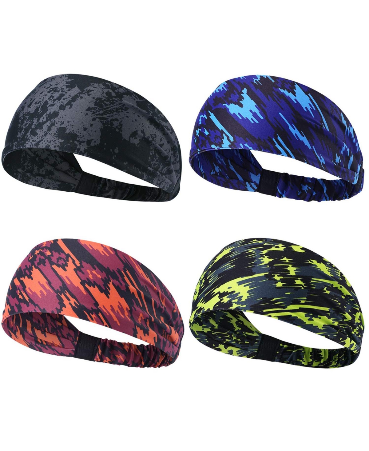Peneyon Non Slip Sweat Wicking Headbands For Sports Yoga Gym Running Workout - 4 pack black