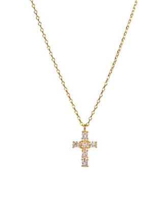 Evelina Crystal Cross Necklace 14k Gold Plated Everyday Style