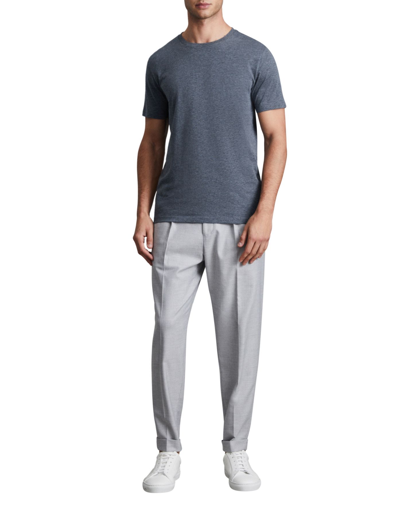 Мужская футболка REISS Bless Regular-Fit Crew Neck, цвет: Синий меланжевый — фото 4