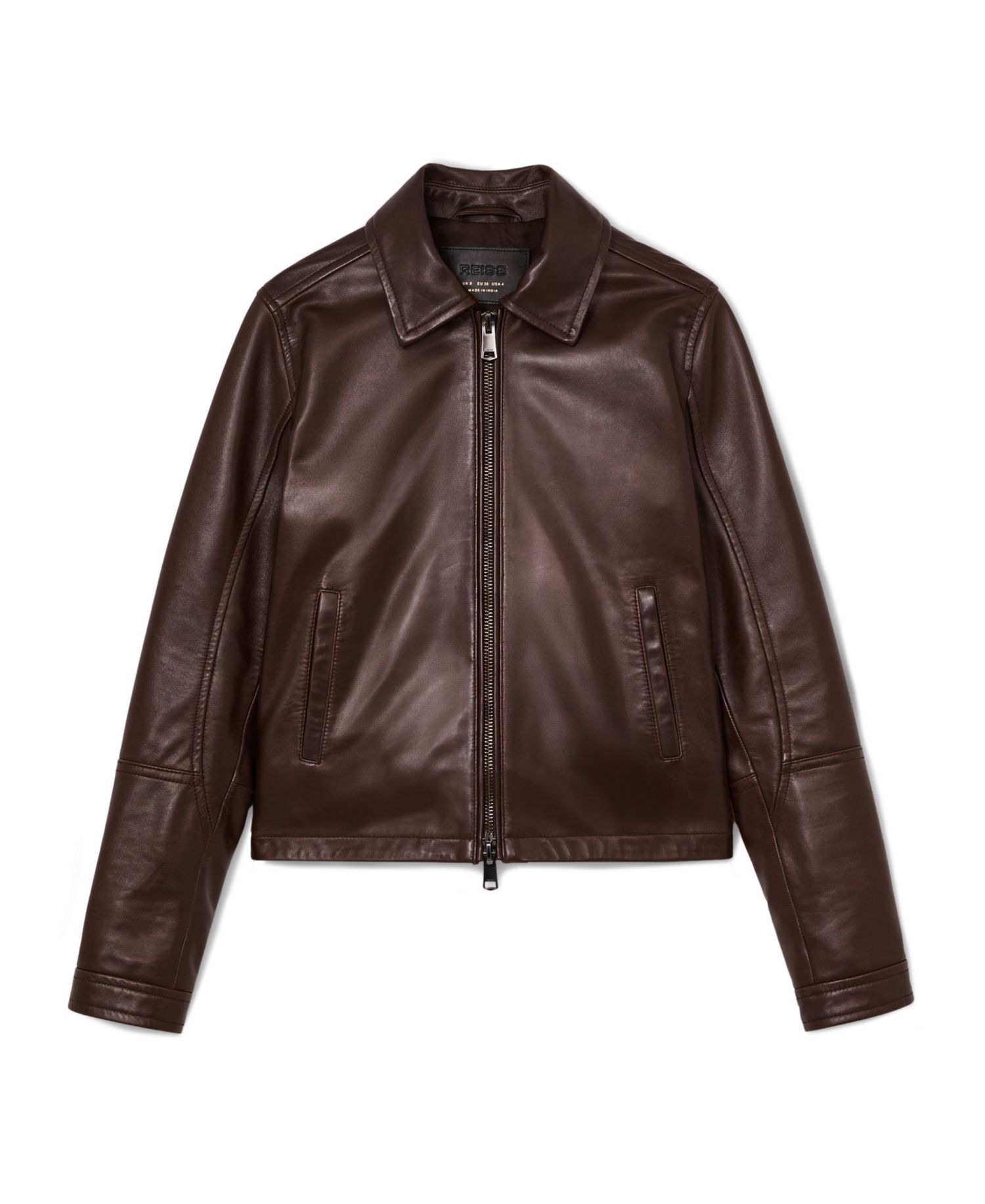 Petite Sorina Leather Moto Zip-Through Jacket