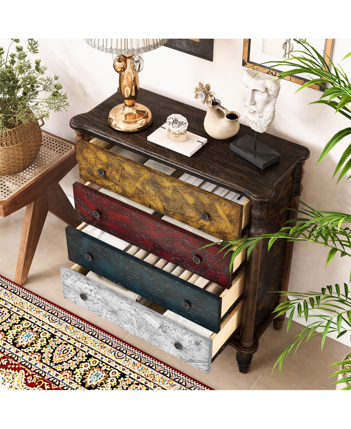 Streamdale Furniture Rustic 4-Drawer Farmhouse Dresser for Bedroom