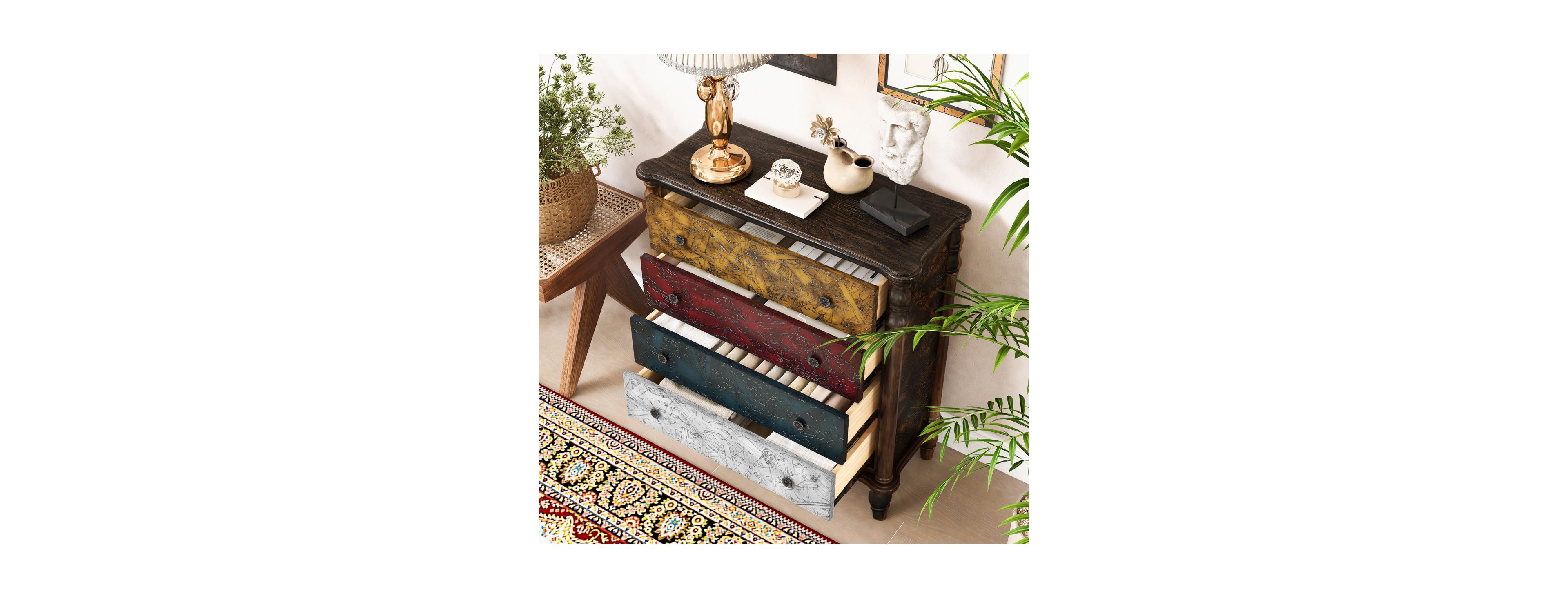 Streamdale Furniture Rustic 4-Drawer Farmhouse Dresser for Bedroom