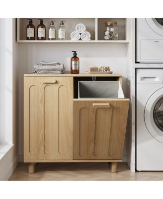  Oak Tilt-Out Laundry Cabinet with Removable Basket