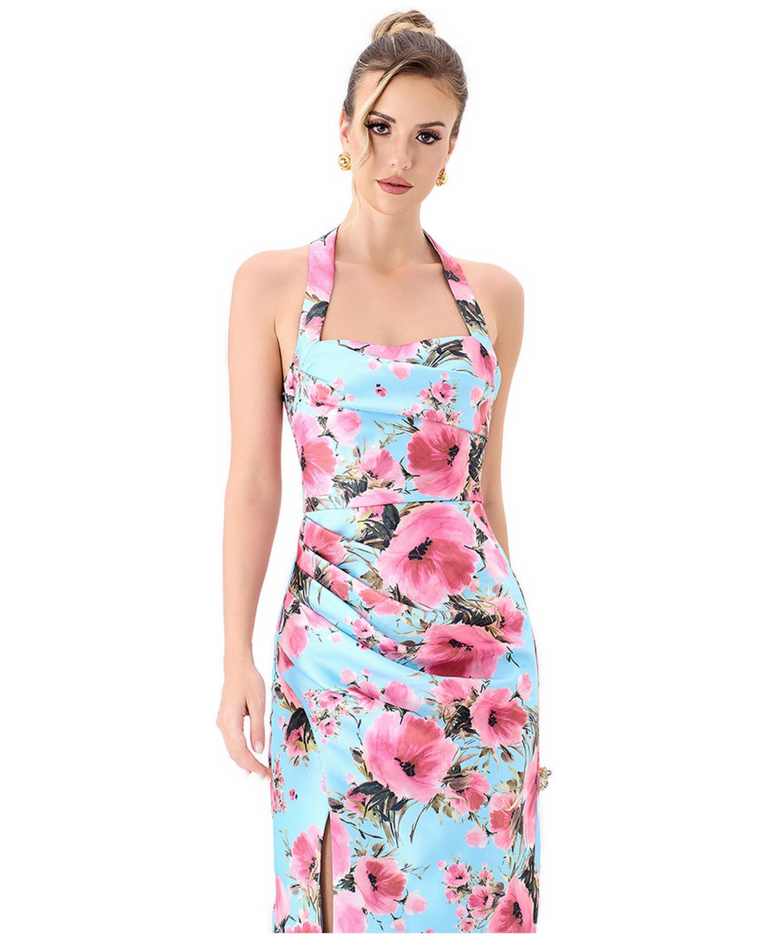 Women's Dillian Halter Floral-Print Midi Dress