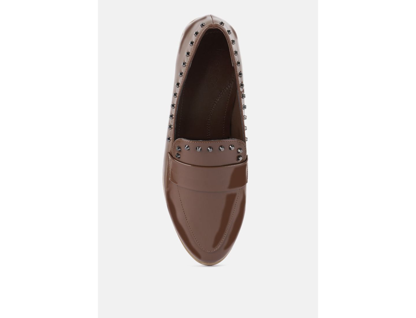 Женские туфли Rag & Co Emilia Patent Stud Penny, цвет: Бежевый / Хаки — фото 8