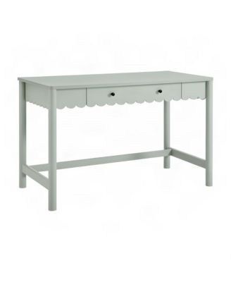 Wood Writing Desk with Scallop Detail and Single Drawer