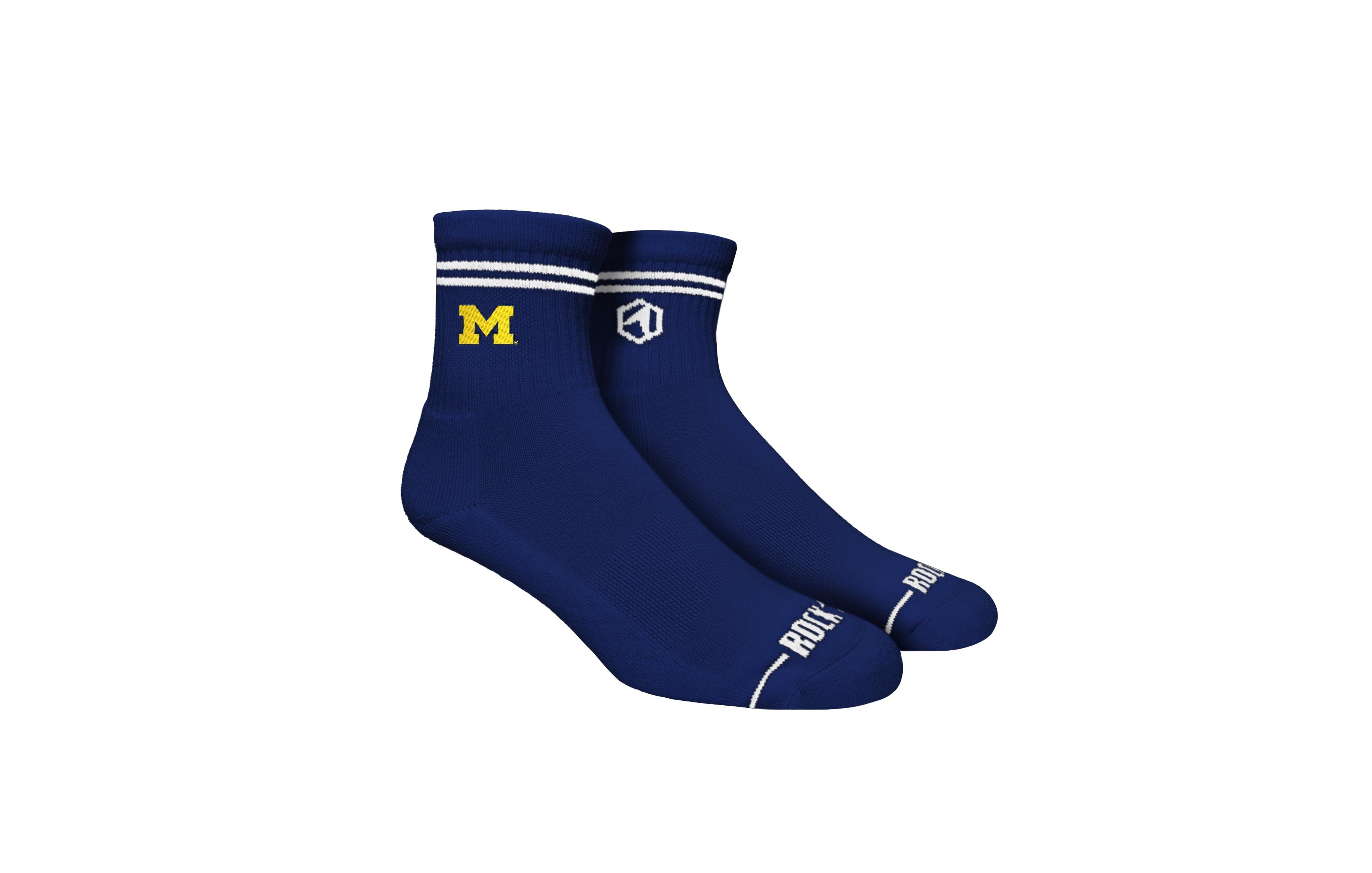Rock Em Socks Men's and Women's Michigan Wolverines Quarter-Length Padded-Sole Stripe