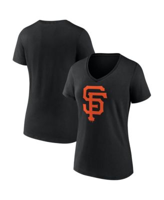 Women's  Black San Francisco Giants Official Logo Athletic V-Neck T-Shirt