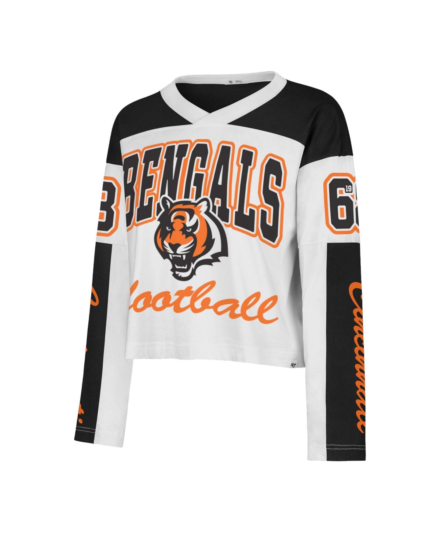 Женская футболка '47 Brand White Cincinnati Bengals Exclamation Metro V-Neck Long Sleeve Jersey, цвет: Белый — фото 2