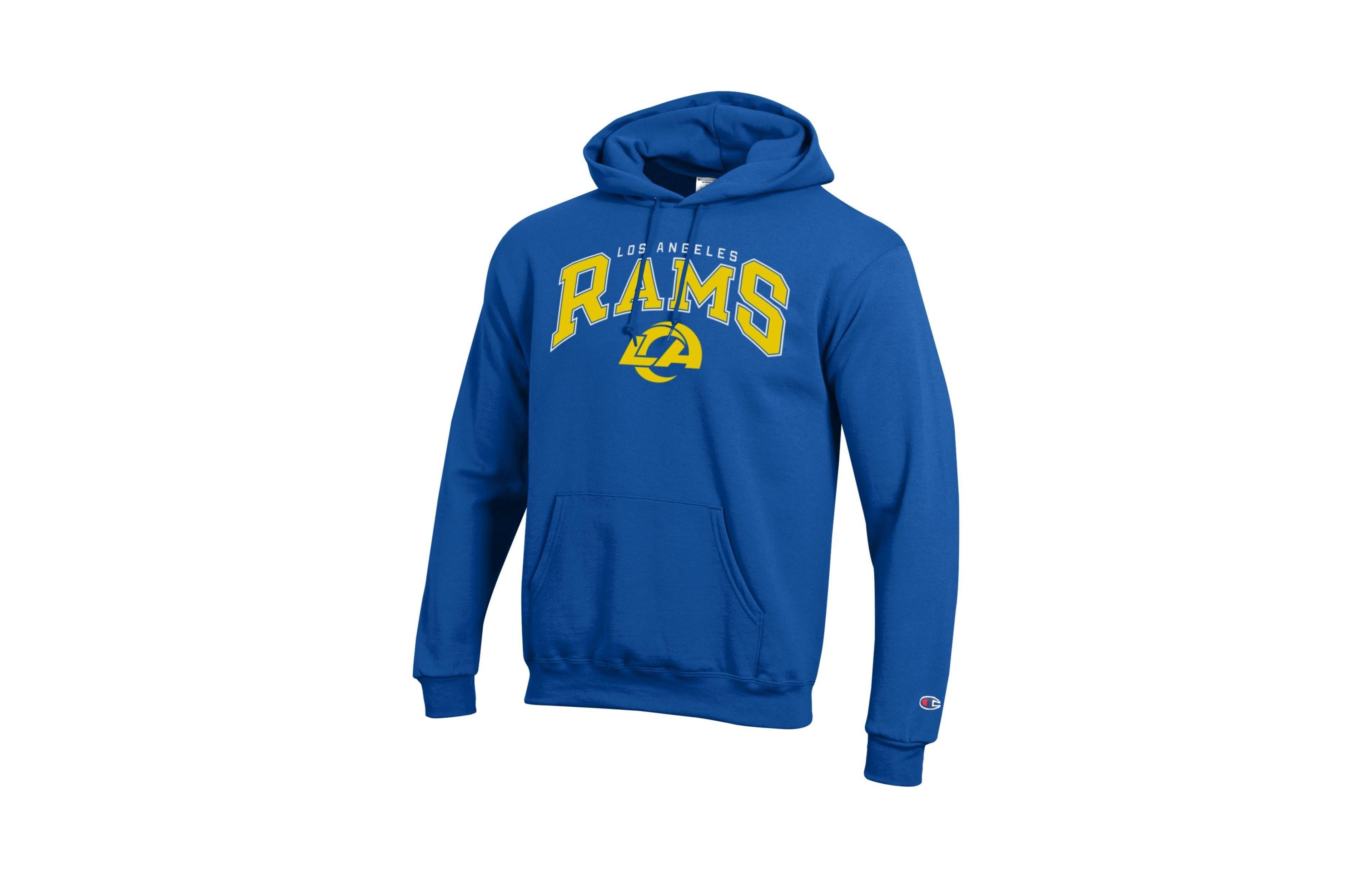Champion Men's Los Angeles Rams Arch Over Logo Fleece-Lined Hoodie