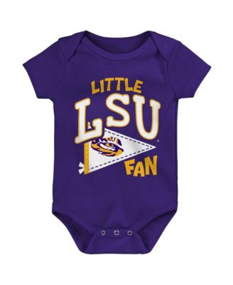 Baby Boys and Girls Purple LSU Tigers Little Banner Bodysuit