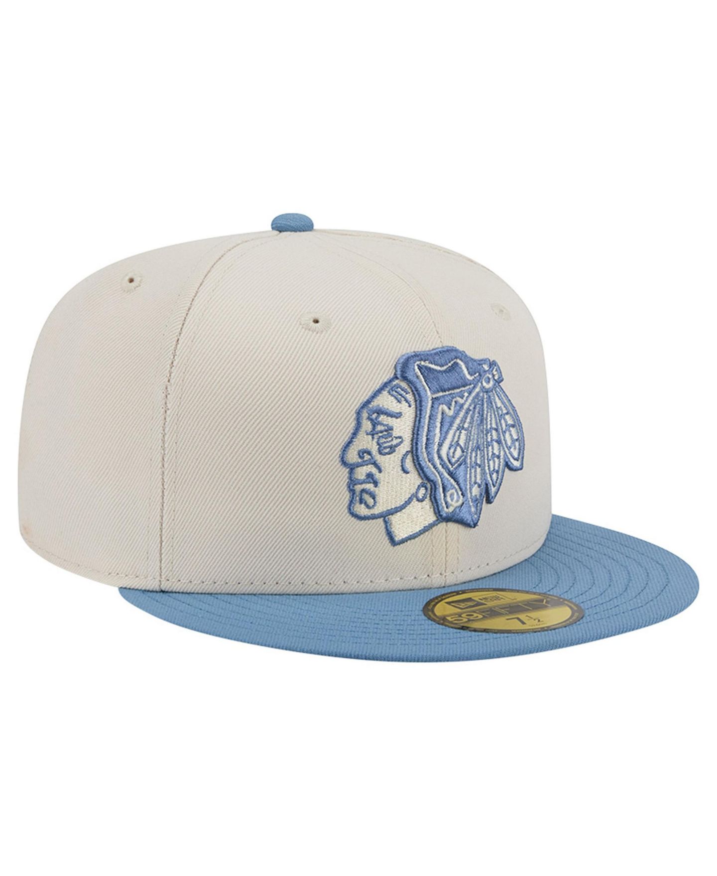 Мужские головные уборы New Era Cream/Blue Chicago Blackhawks Color Pack Two-Tone 59FIFTY Fitted Hat — фото 3