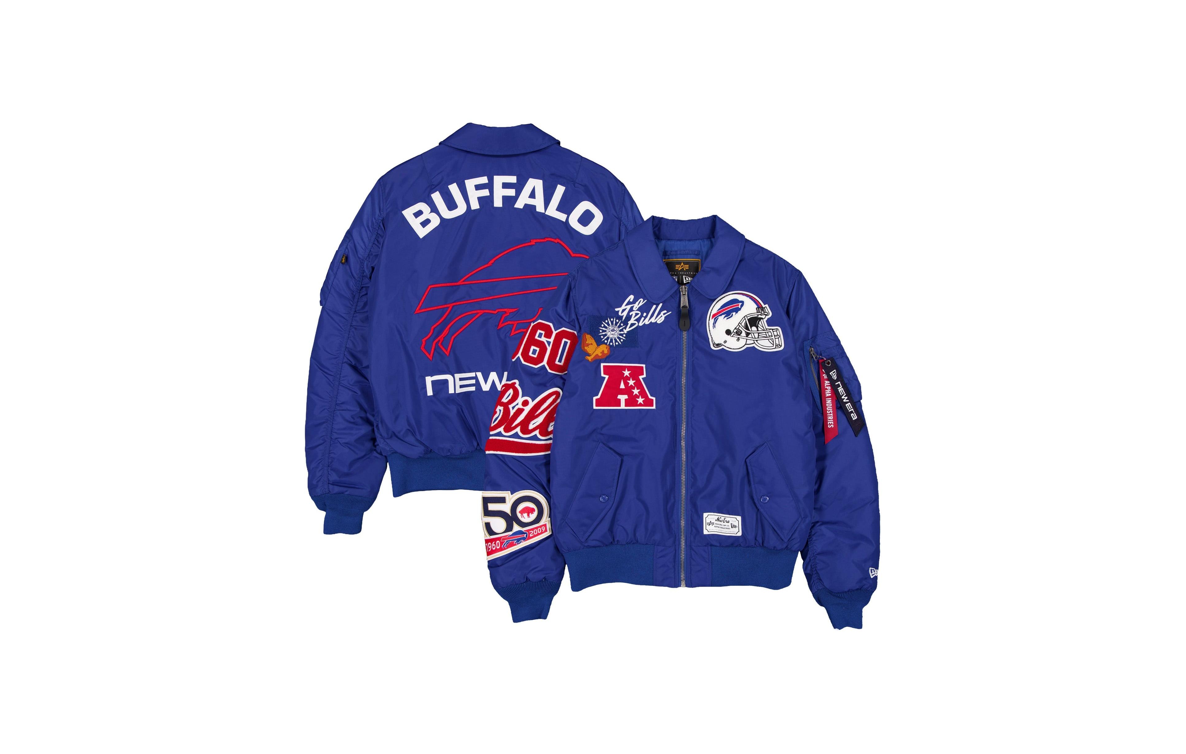 Men's New Era x Alpha Industries Royal Buffalo Bills Ma-1 Full-Zip Bomber Jacket