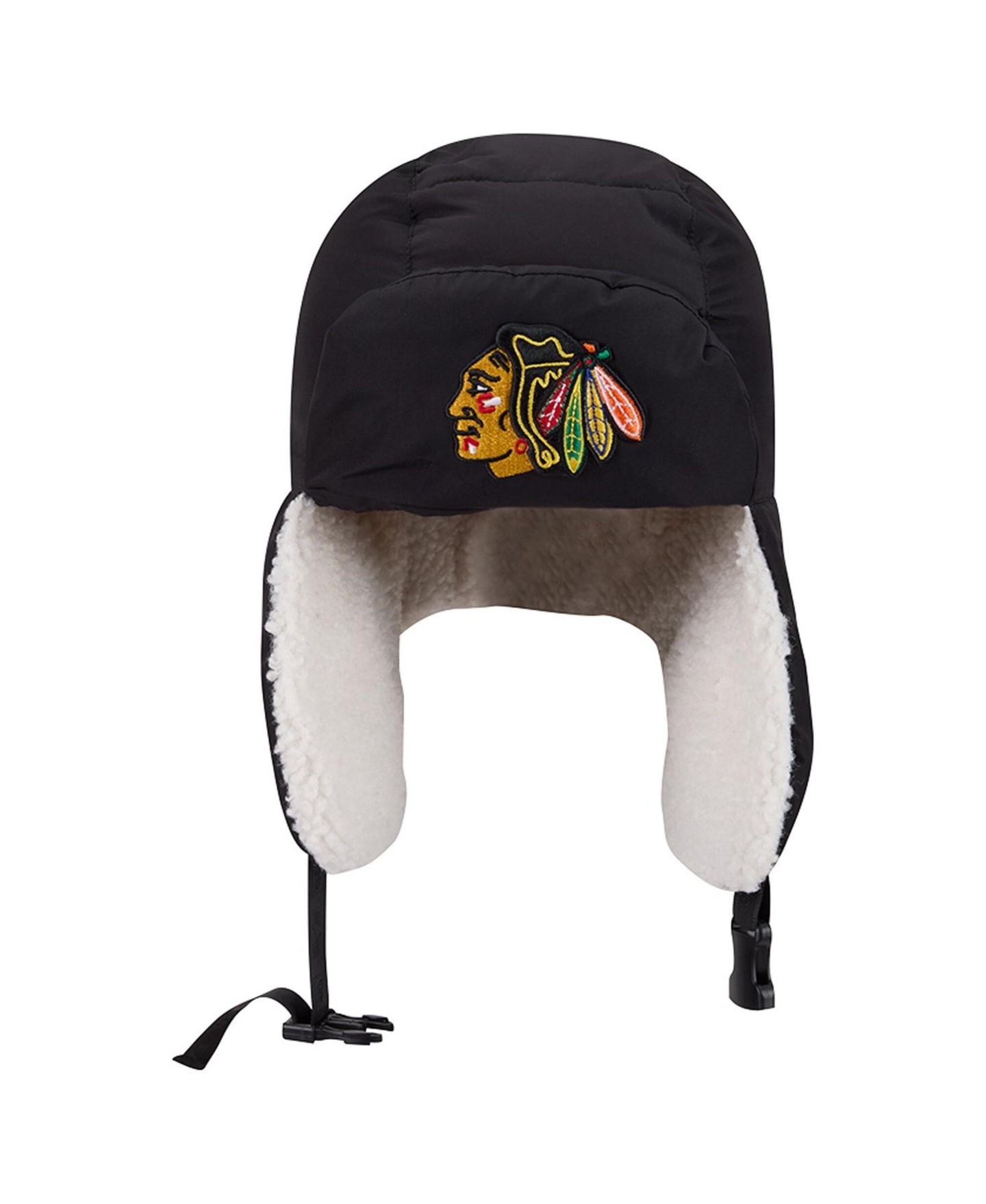 Мужские головные уборы New Era X Alpha Industries Black Chicago Blackhawks Puffer Quilted Trapper Hat — фото 2