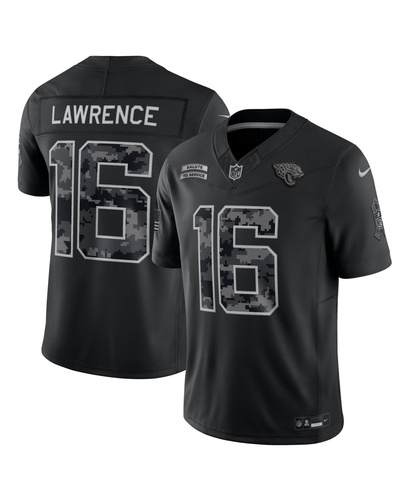 Мужской топ Nike Trevor Lawrence Black Jacksonville Jaguars 2026 Salute to Service Limited Jersey — фото 1