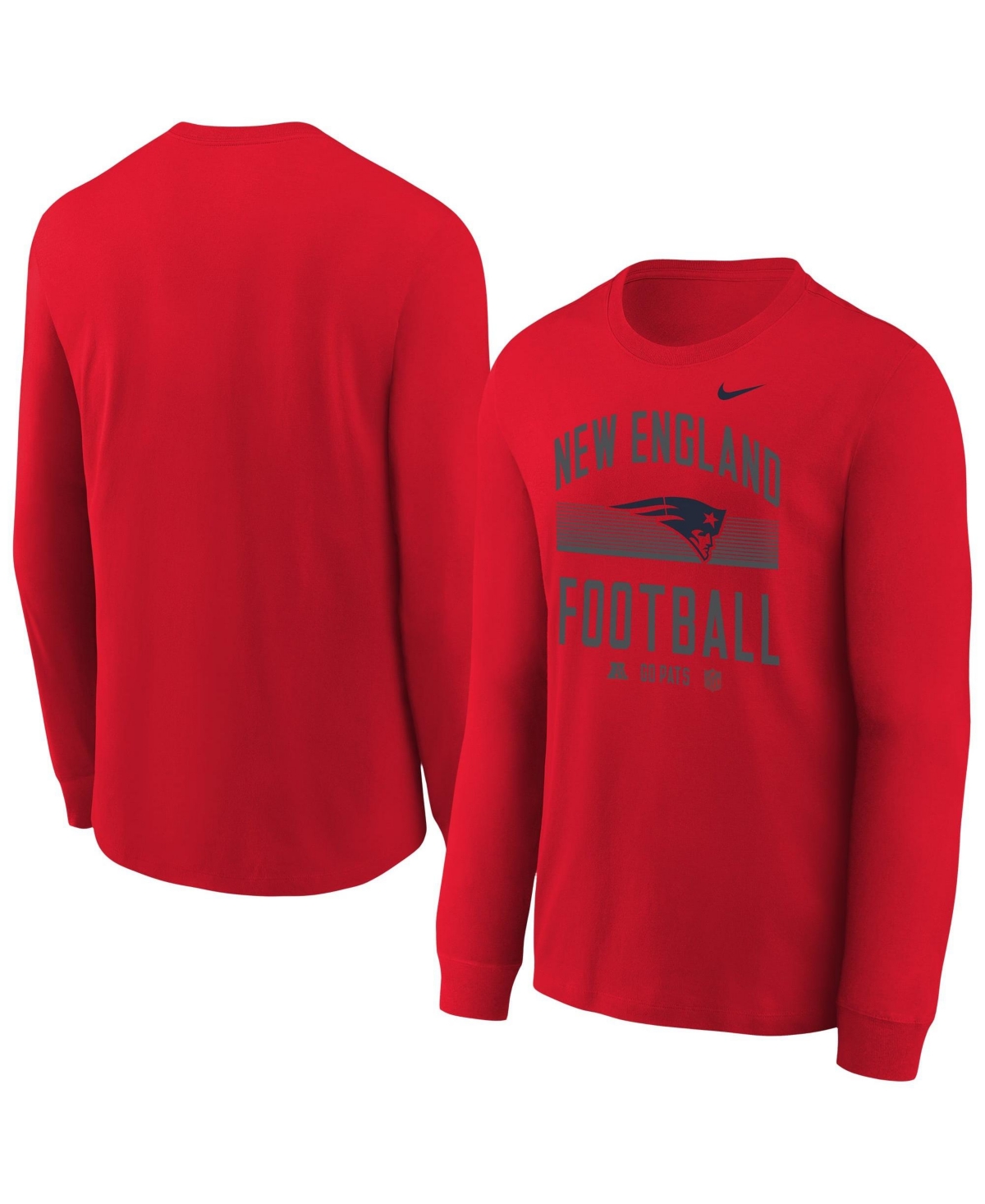 Nike Boys' and Girls' New England Patriots Long-Sleeve Crewneck T-Shirt