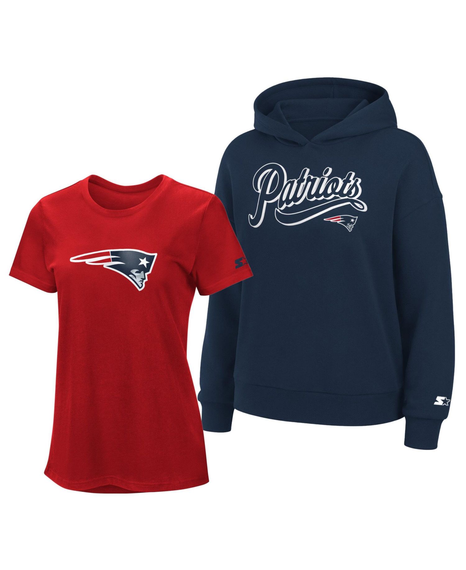 Women's Red/Navy New England Patriots Hoodie & T-Shirt Combo Pack