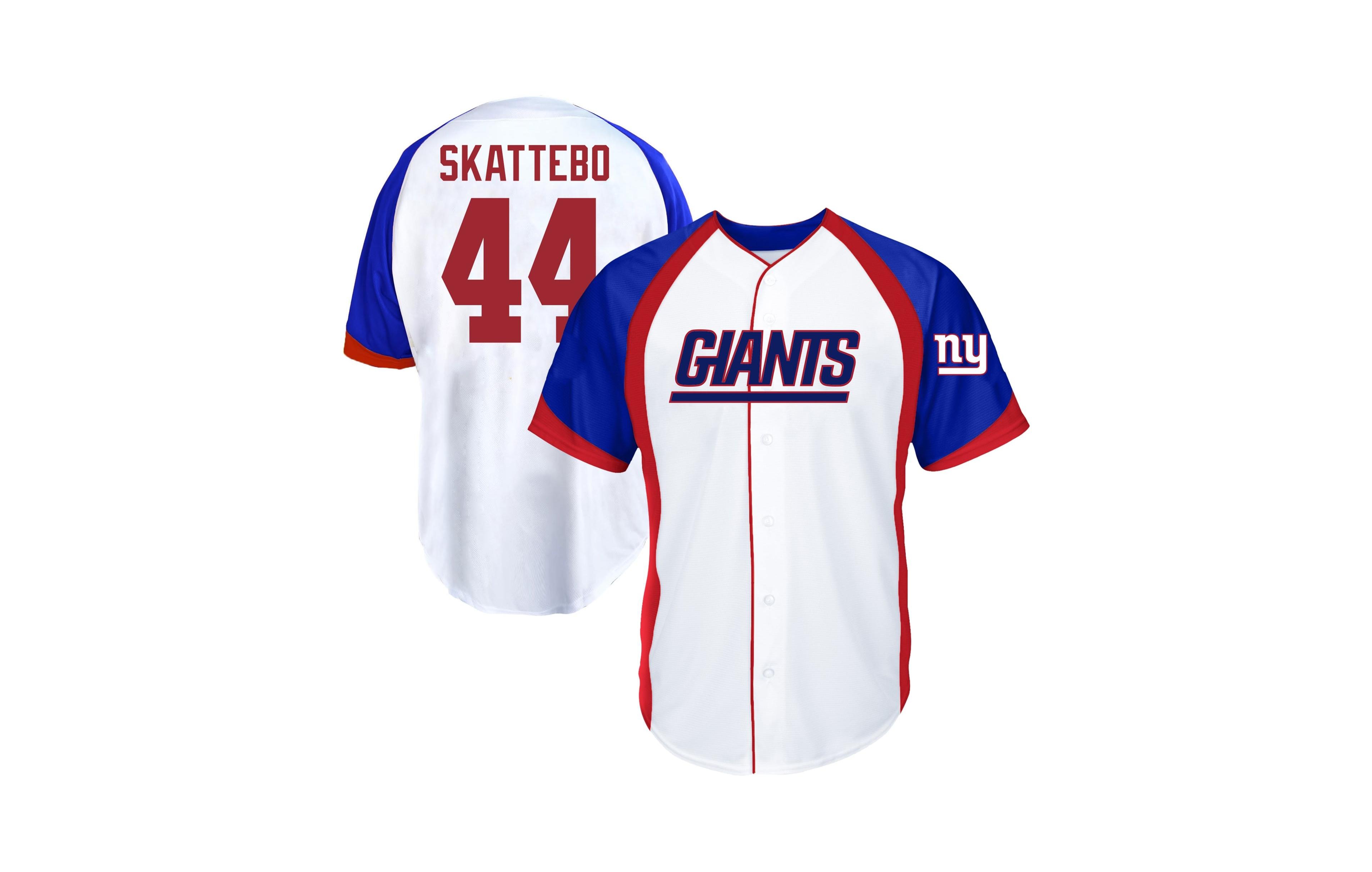 Fanatics Men's Big & Tall New York Giants Cam Skattebo Raglan-Sleeve Button-Up Baseball Jersey