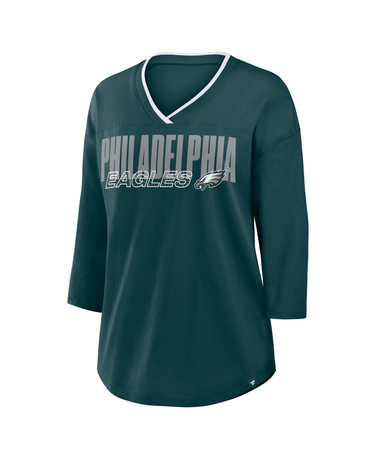 Женская футболка Fanatics Midnight Green Philadelphia Eagles Plus Size Deceptive Juke 3/4-Sleeve V-Neck — фото 2