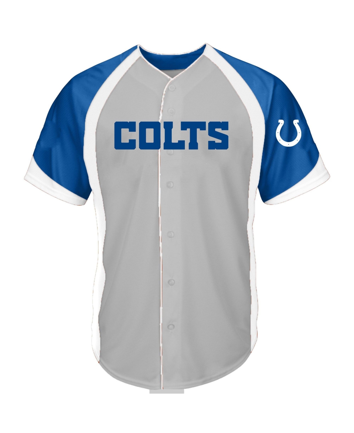 Fanatics Men's Big & Tall Indianapolis Colts Button-Up Raglan V-Neck T-Shirt - Gray, Royal