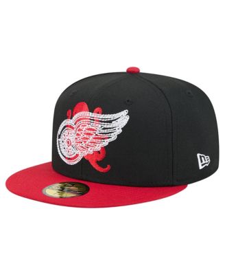 Men's Black/Red Detroit Red Wings City Icon Stitched Overlay 59FIFTY Fitted Hat