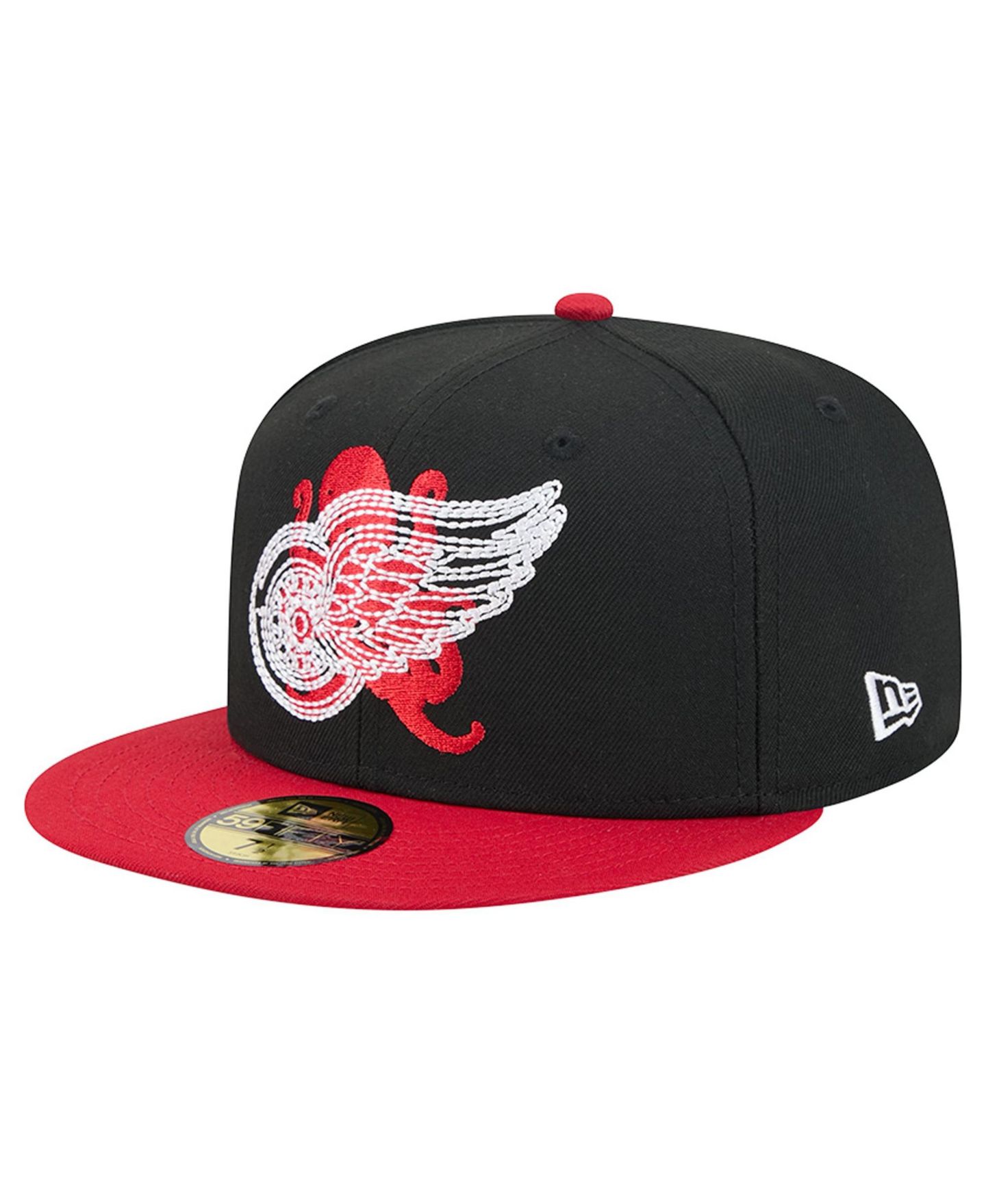 Мужская кепка New Era Black/Red Detroit Red Wings City Icon Stitched Overlay 59FIFTY Fitted Hat — фото 1