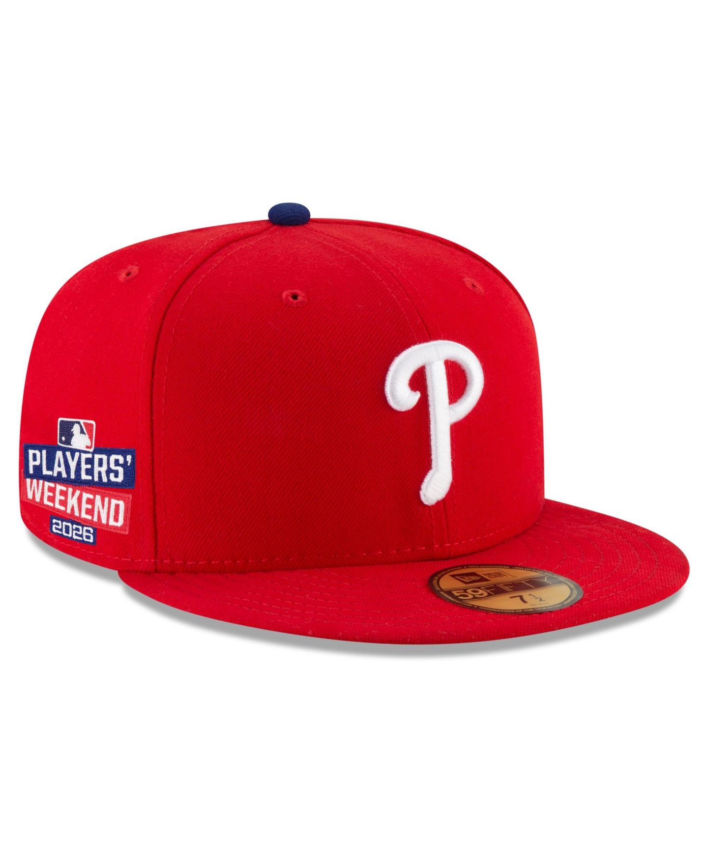 Мужская кепка New Era Red Philadelphia Phillies 2026 Players' Weekend Authentic Collection 59FIFTY Fitted Hat, цвет: Красный — фото 1