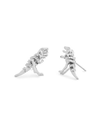 Silver-Tone Glass Crystal Pave Skeletal Rexy Earrings