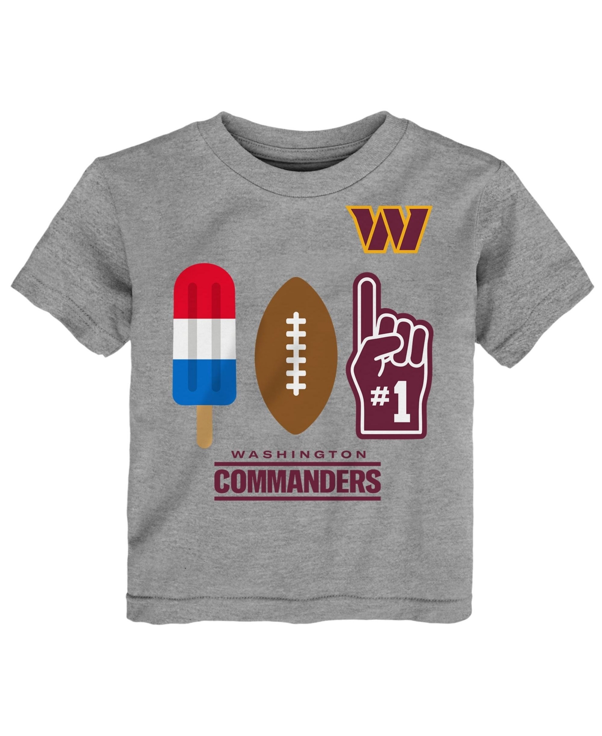 Nfl Boys' and Girls' 2T-5T Washington Commanders Americana Pop Screen-Print T-Shirt - Heather Gray