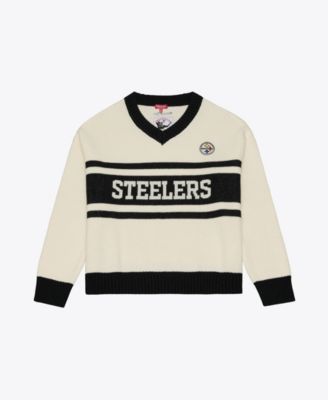 Women's Cream/Black Pittsburgh Steelers Retro Roots V-Neck Sweater